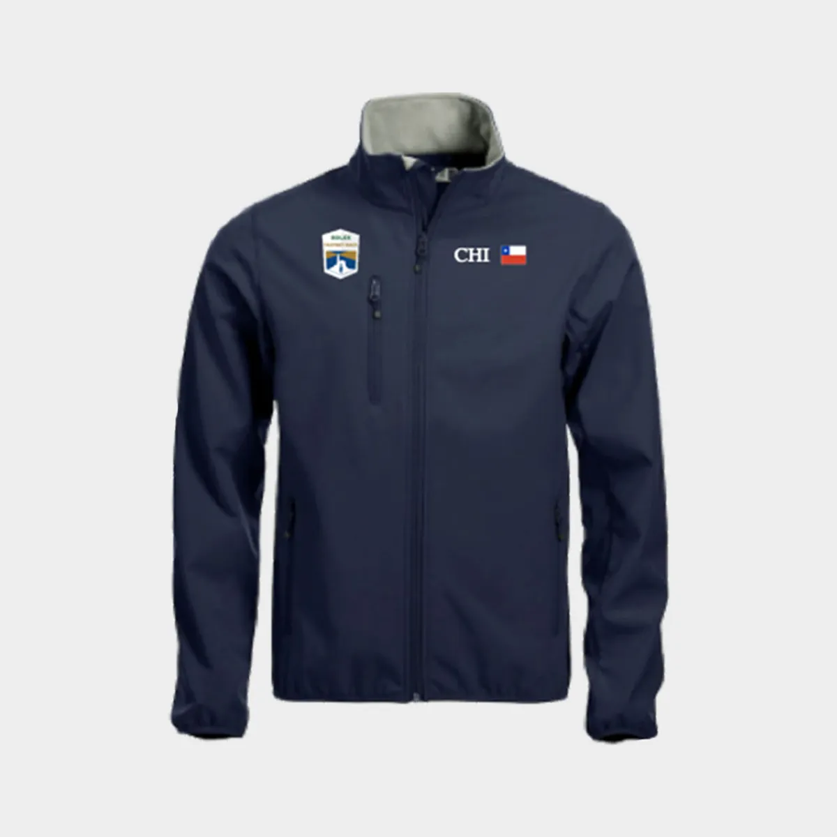 Jaqueta softshell marcada amb el nom de la regata, la bandera i l'any.